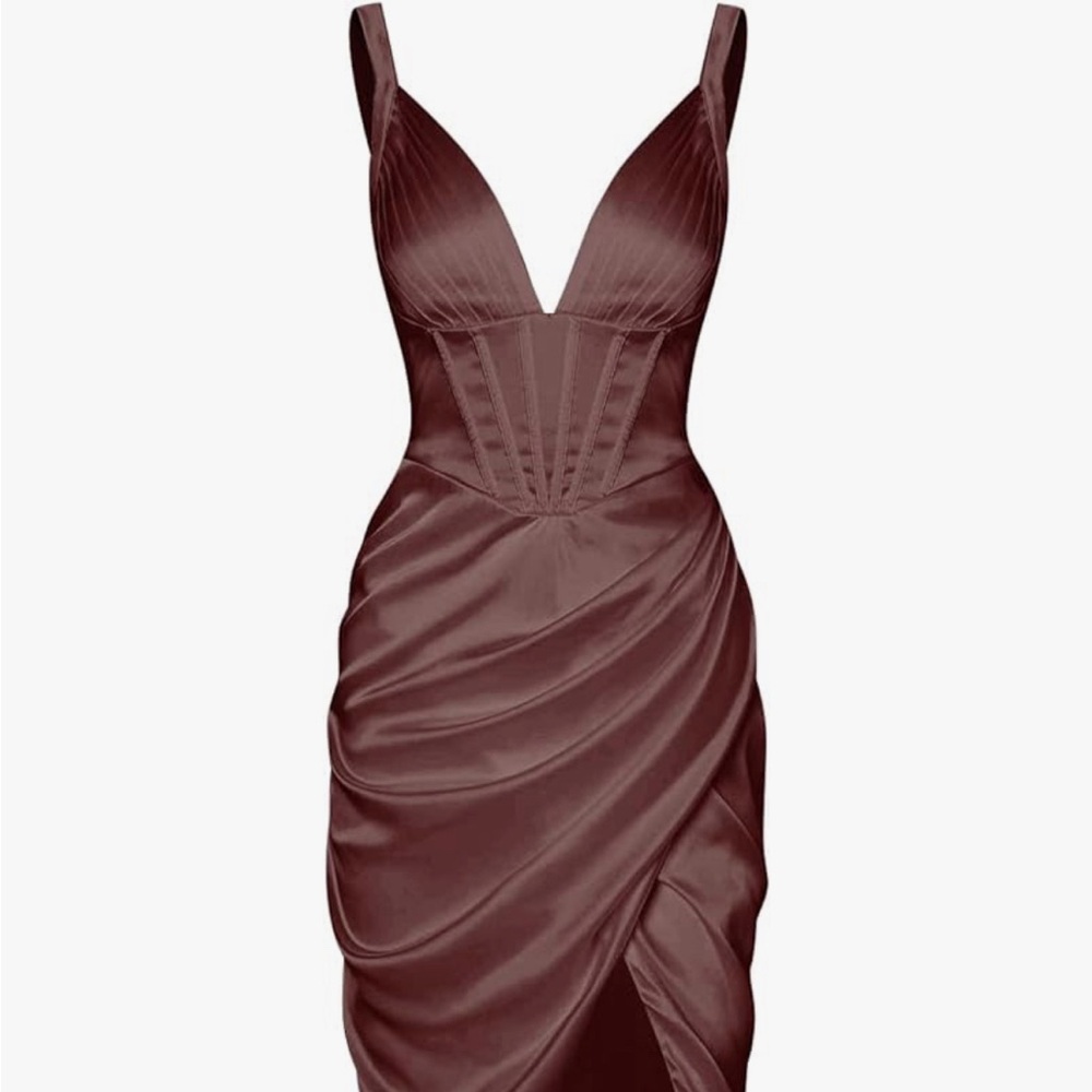 Brown Silk Corset Dress